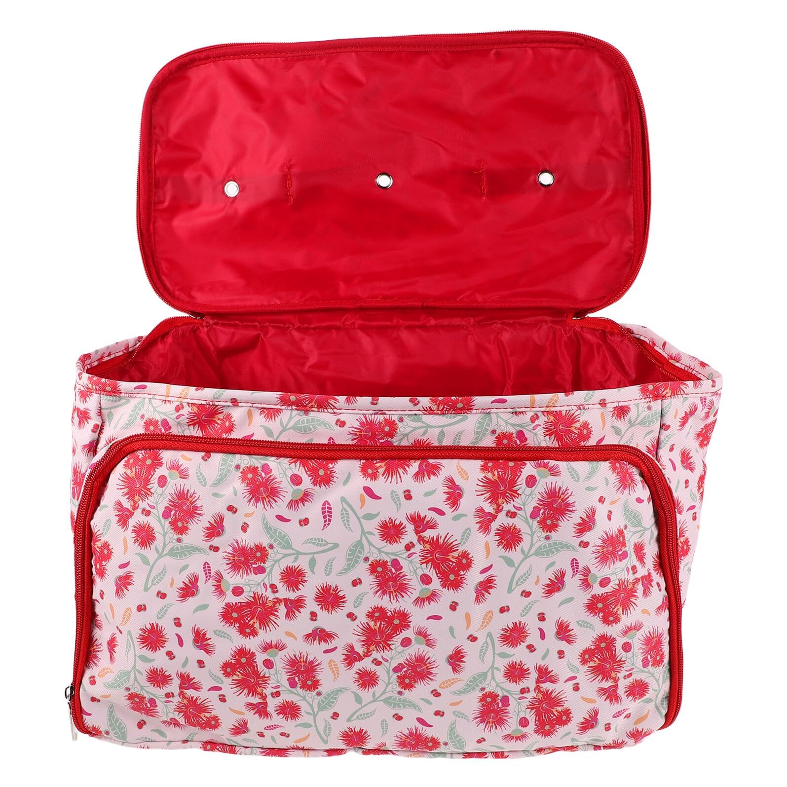 Aufbewahrungstasche für Strickgarn Häkelnadeln Wetterfeste Outdoor Garnbox mit Pusteblumenstickerei Geräumig Handlich Rot mit Trageschlaufe Häkel Organizer für Reisen