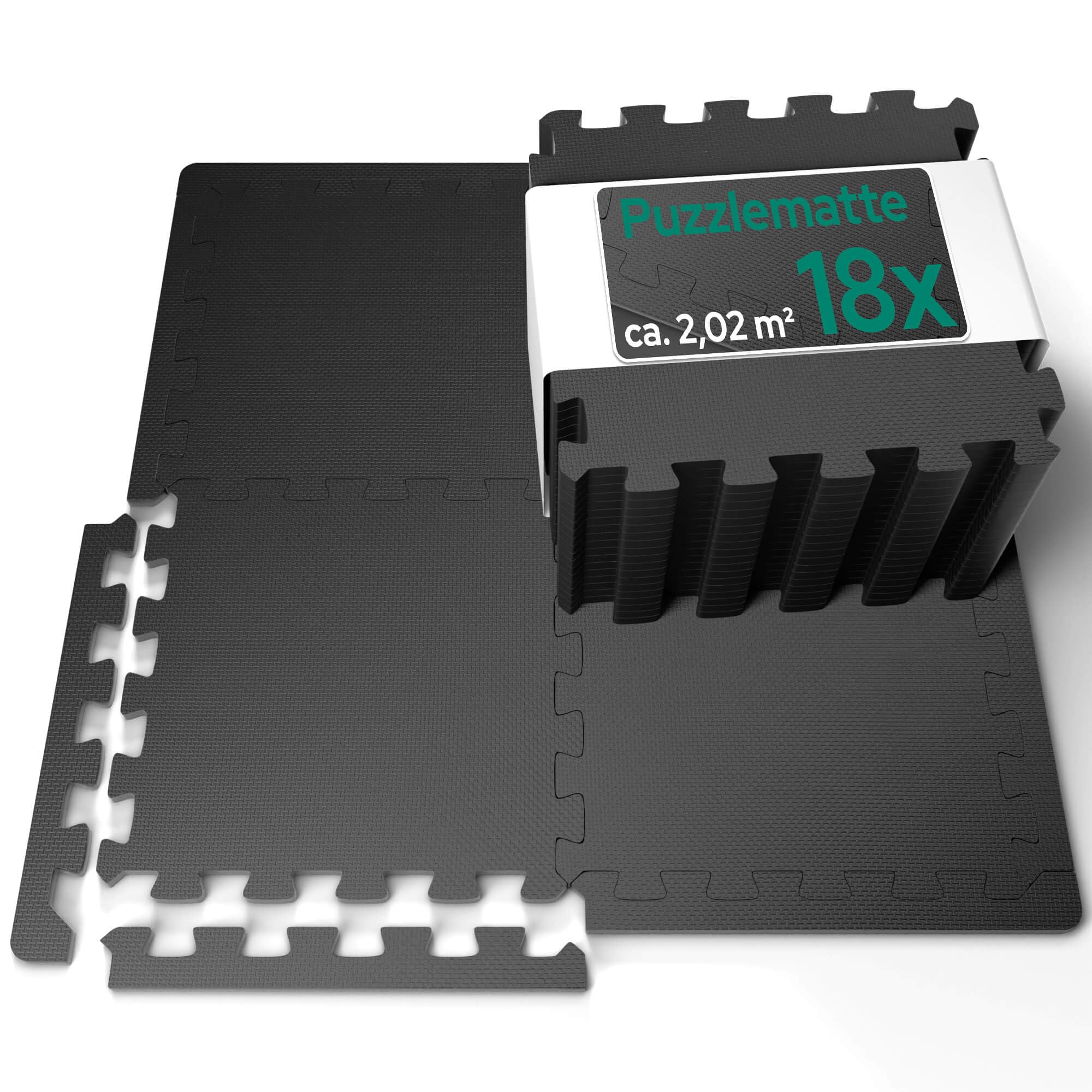 Arebos EVA Puzzlematte 18-teilig | Bodenschutzmatte ca. 2,02 m² inkl. Randstücke | Fitness, Pool & Spielmatte | Trainingsmatten Fitnessgeräte | Fitnessmatte 32,5 × 32,5 x 1 cm