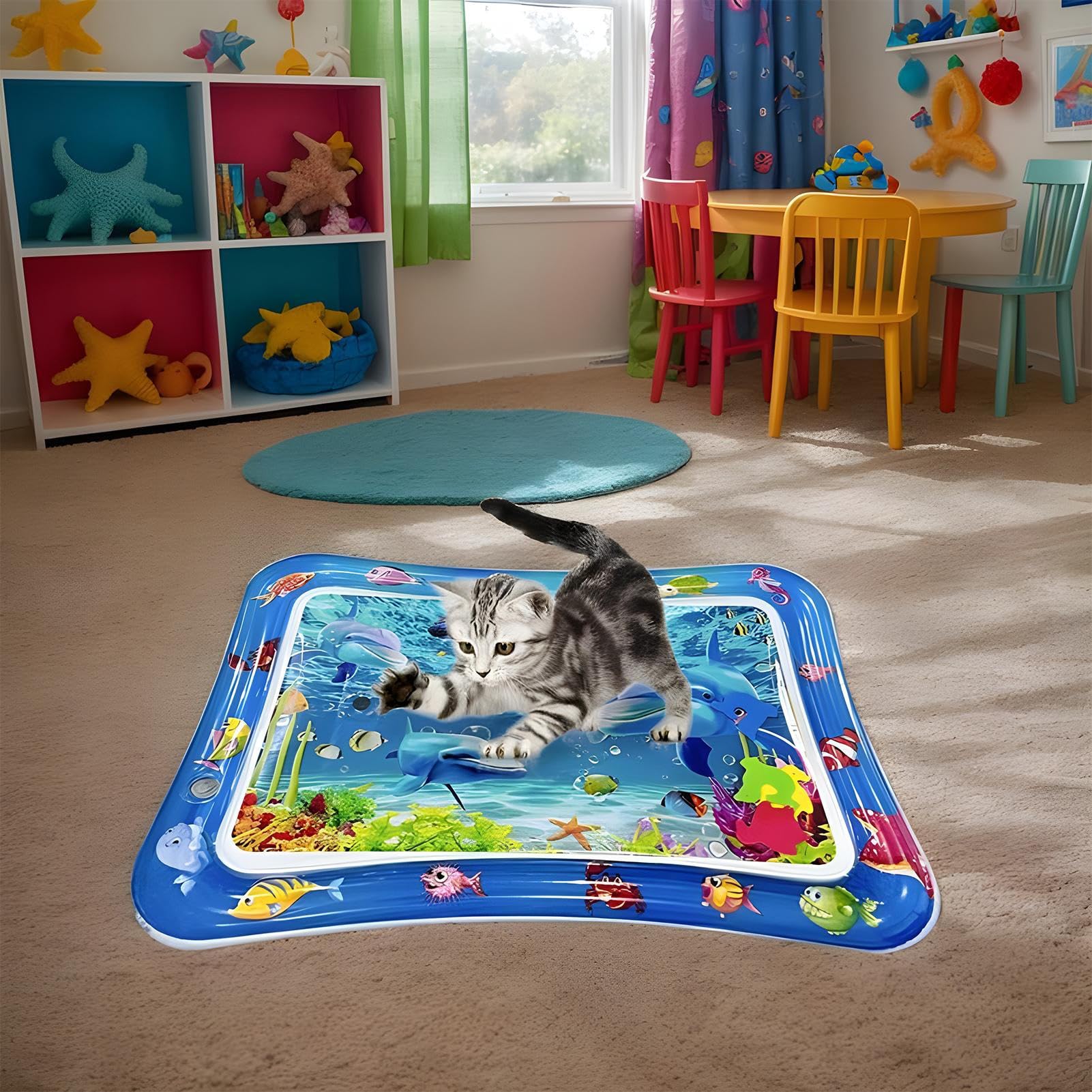 Katzenwasserbett - Sensorische Wasserspielmatte Für Katzen | Kratzfeste Kühlende Spielzeug Aqua Pool Für Sommer Kätzchen Spaß