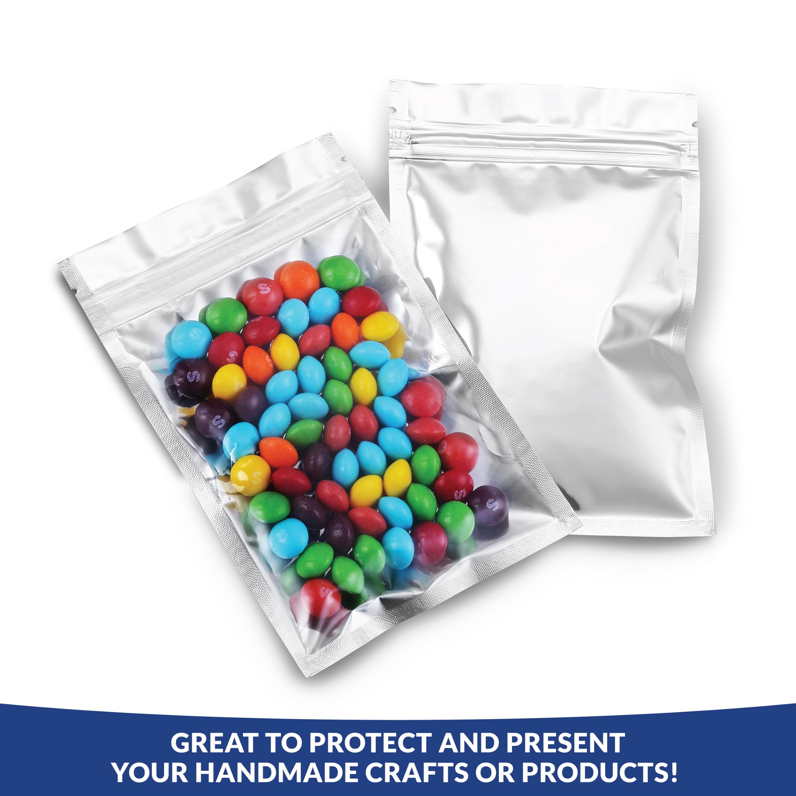 PABCK - 500 Bolsas Sellables De Lámina Metálica Blanca De Mylar Con Parte Superior Abierta De 2.4 X 3.5 Pulgadas (2 X 3 Pulgadas, Tamaño Interior) Bolsas De Sellado Térmico Al Aspiradora