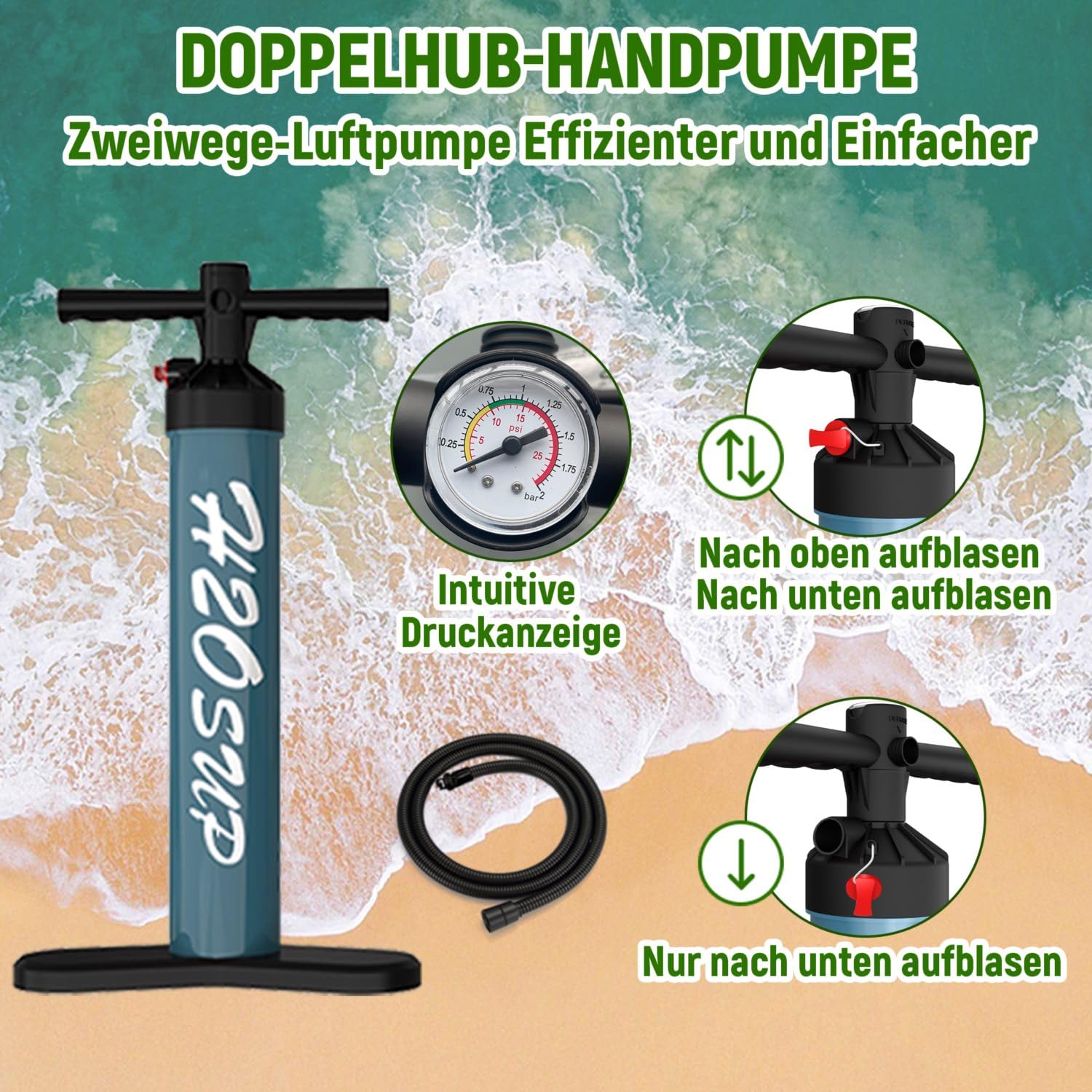 Tavola Sup Gonfiabile - Stand Up Paddle con Accessori Premium, Superstabilità Sup Gonfiabile, Paddle Boards Adulti con Capacità di 200KG per 3 Persone