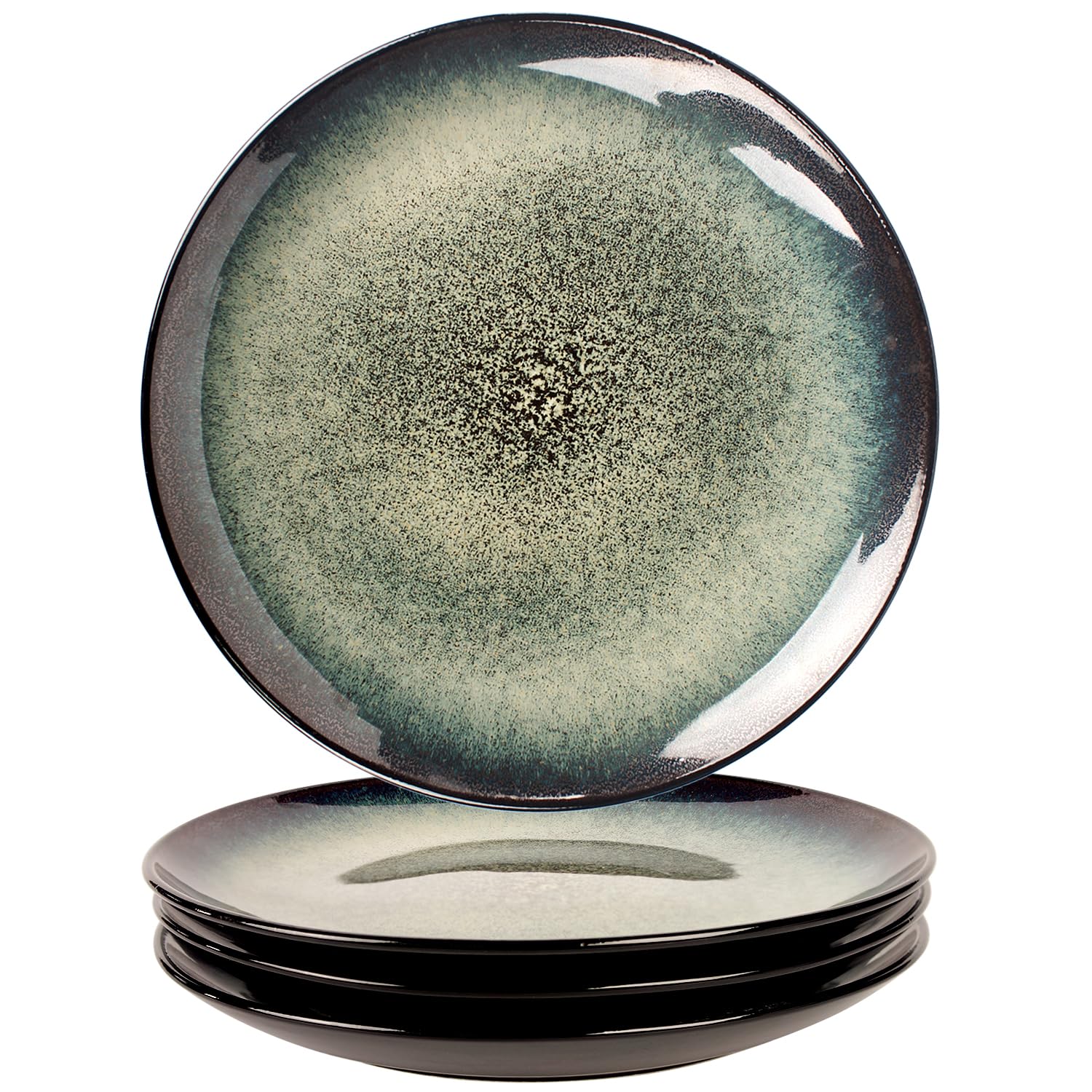 jinsongdafa 10.6 Inch Porcelain Plates Set, for Appetizer, Dinner Plates, Salad, Dessert, Snacks, Serving Plate Set of 4, Microwave and Dishwasher Safe, apply Home, Restaurant