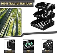 Vista 6 de Bamboo 3 Tier Fruit Basket For Counter, Large Capacity Fruit Storage Countertop, Fruit Holder, Wooden Pantry Organizers and Storage, Kitchen