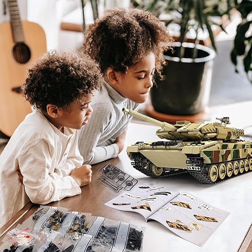 Miniatura 6 de Control remotoaplicación Mould King MOC Leopard 2 Tank Building Block Kit de bloques de construcción, modelo de vehículo militar, kits de modelos