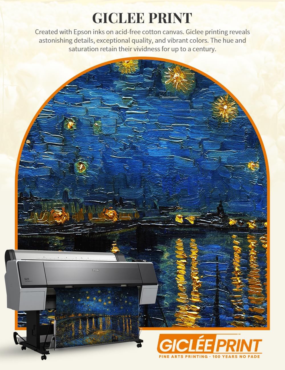 DECORARTS - Vincent Van Gogh Starry Night Over the Rhone Large Giclee Canvas Art Print, Gallery Wrapped Wall Art for Living Room Decor 40x30, Made in USA