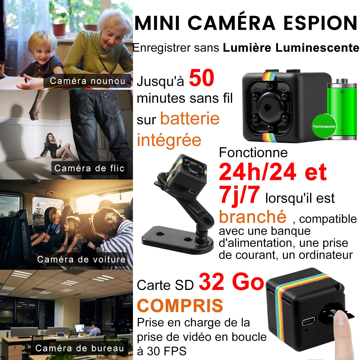 Bextgoo 1080P Camera de Surveillance sans Internet avec Carte TF de 32 Go