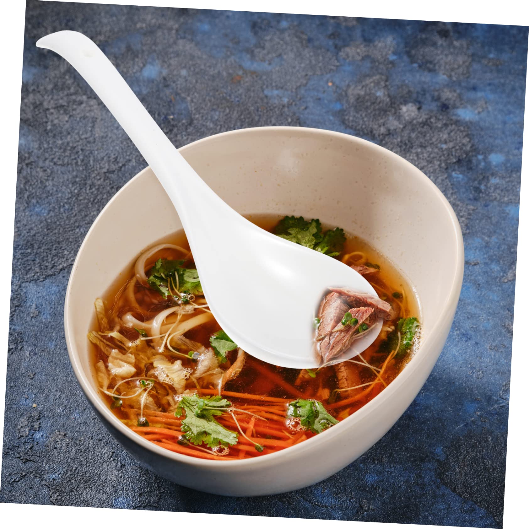 Lot de 6 Cuillères à Soupe en Céramique Blanche Robustes et Élégantes, Résistantes aux Éclats, Cuisine Service à Table