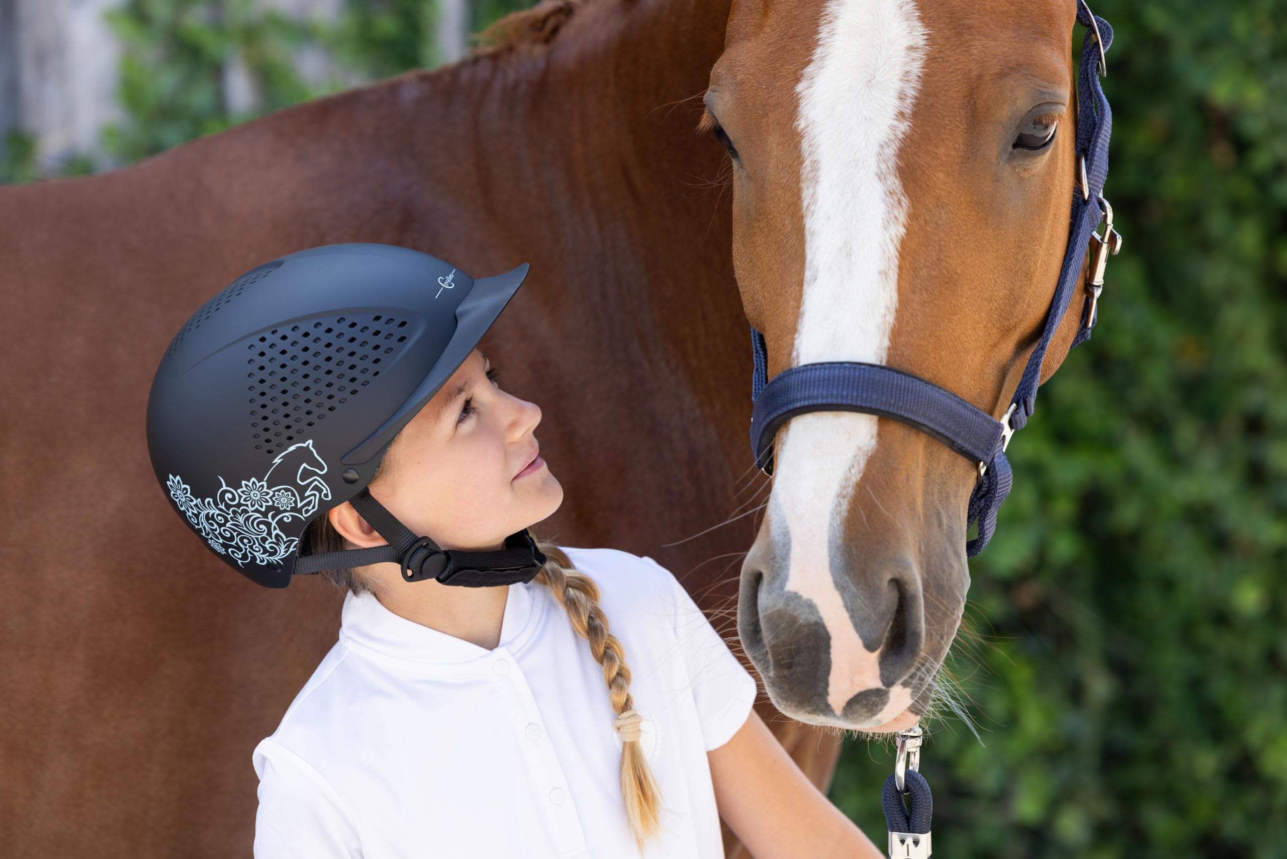 Covalliero Kask jeździecki Beauty 2.0, kask dziecięcy, odporny na uderzenia, smukły kształt kasku, z wentylacją, 4-punktowe mocowanie