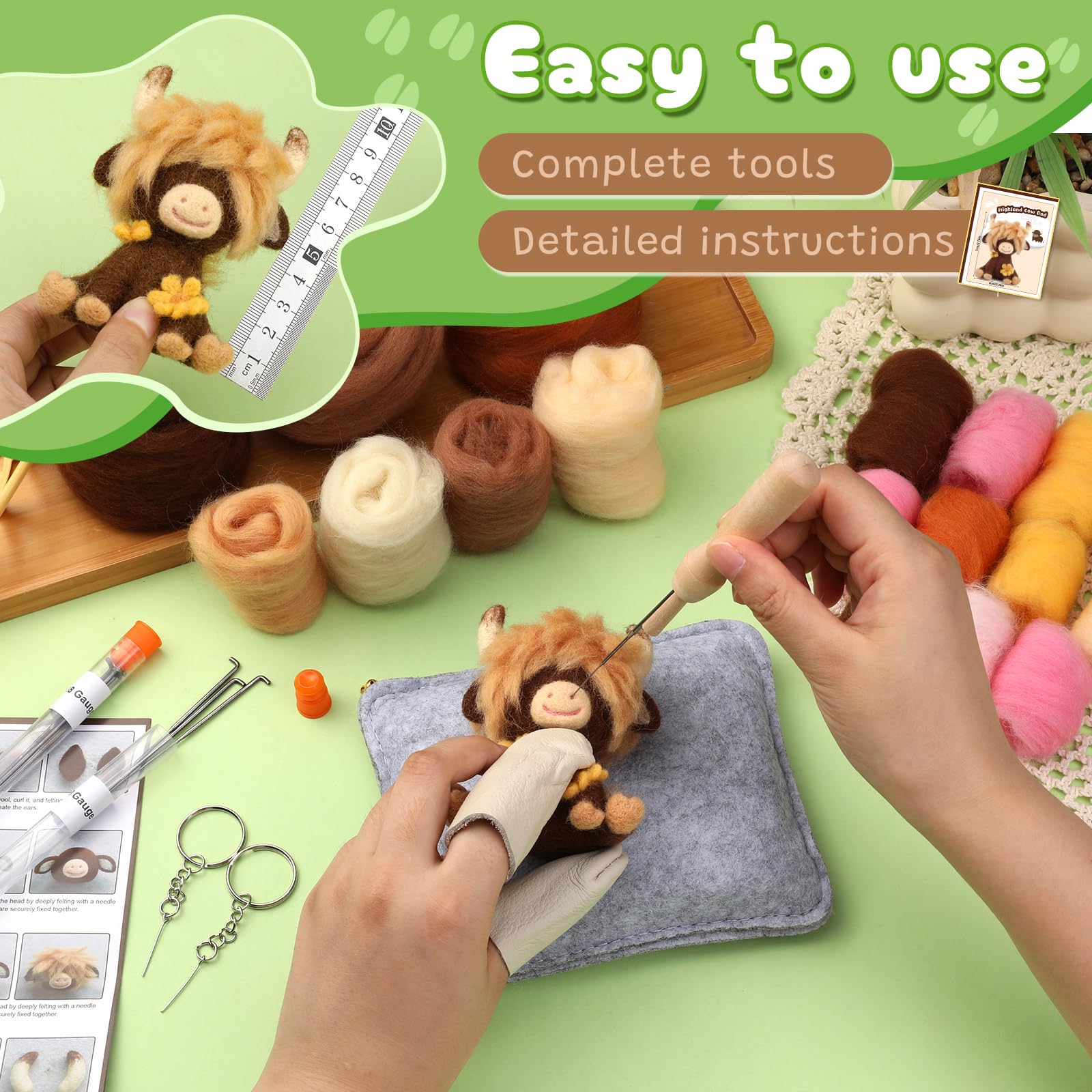 Yizzvb Needle Felting Kit Beginners Wool Felting Supplies Ki -3