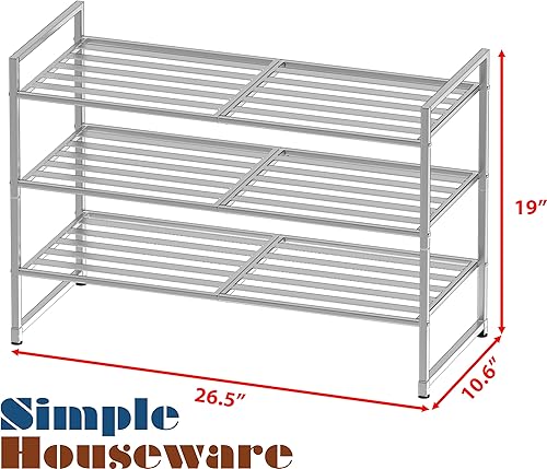 Miniatura 61 de SimpleHouseware - Zapatero apilable de 3 niveles, color bronce.