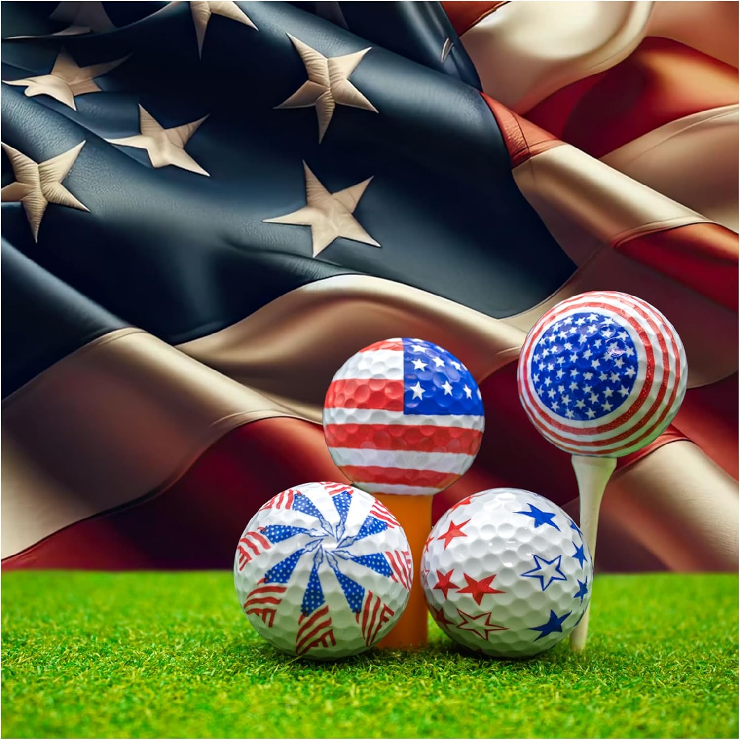 GBM Patriotic Mix Golf Balls – for 4th of July, Memorial Day, Veterans Day, Tournaments, League Play and Gifts, 1 Dozen