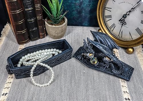 Miniatura 7 de Ebros - Caja decorativa con diseño de dragón de alquimia mítica celta en ataúd, caja de joyería de 6.25 pulgadas de largo