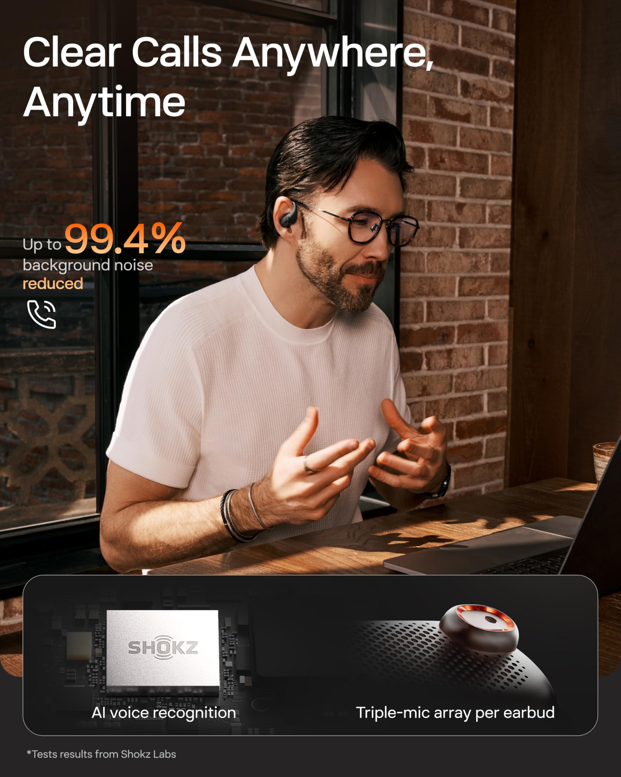 SHOKZ OpenFit Pro Auricolari True Wireless Open Ear con Riduzione Rumore Open Ear, Dolby Atmos, Bassi Profondi, 50h Autonomia, Chiamate AI Nitide per Sport e Lavoro, Bluetooth 6.1, IP55, Nero