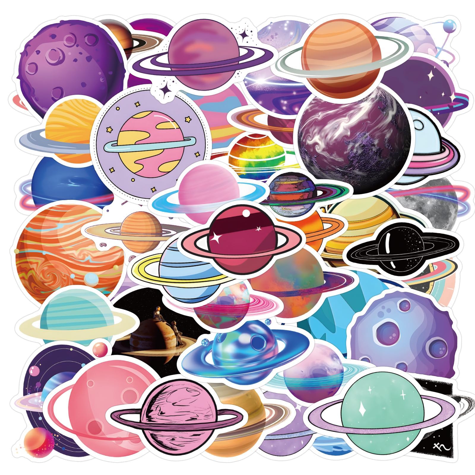 60 Pcs Planet Stickers Pack, Waterproof Vinyl Space Decals for Water Bottle Laptop, Colorful Galaxy Solar System Sticker Set for Kids Teens, Astronaut Outer Space Decoration, Classroom Rewards