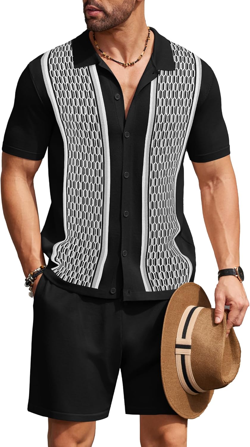 Ubuy Button Down Mens Vintage Knit Shirts COOFANDY Men's Piece