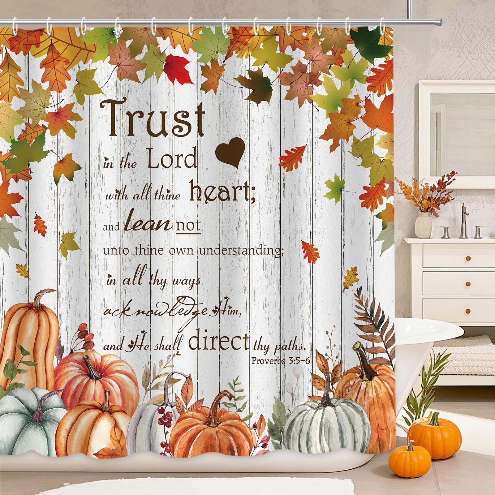 Rideau de douche Trust in The Lord anti-éclaboussures pour changer de décoration