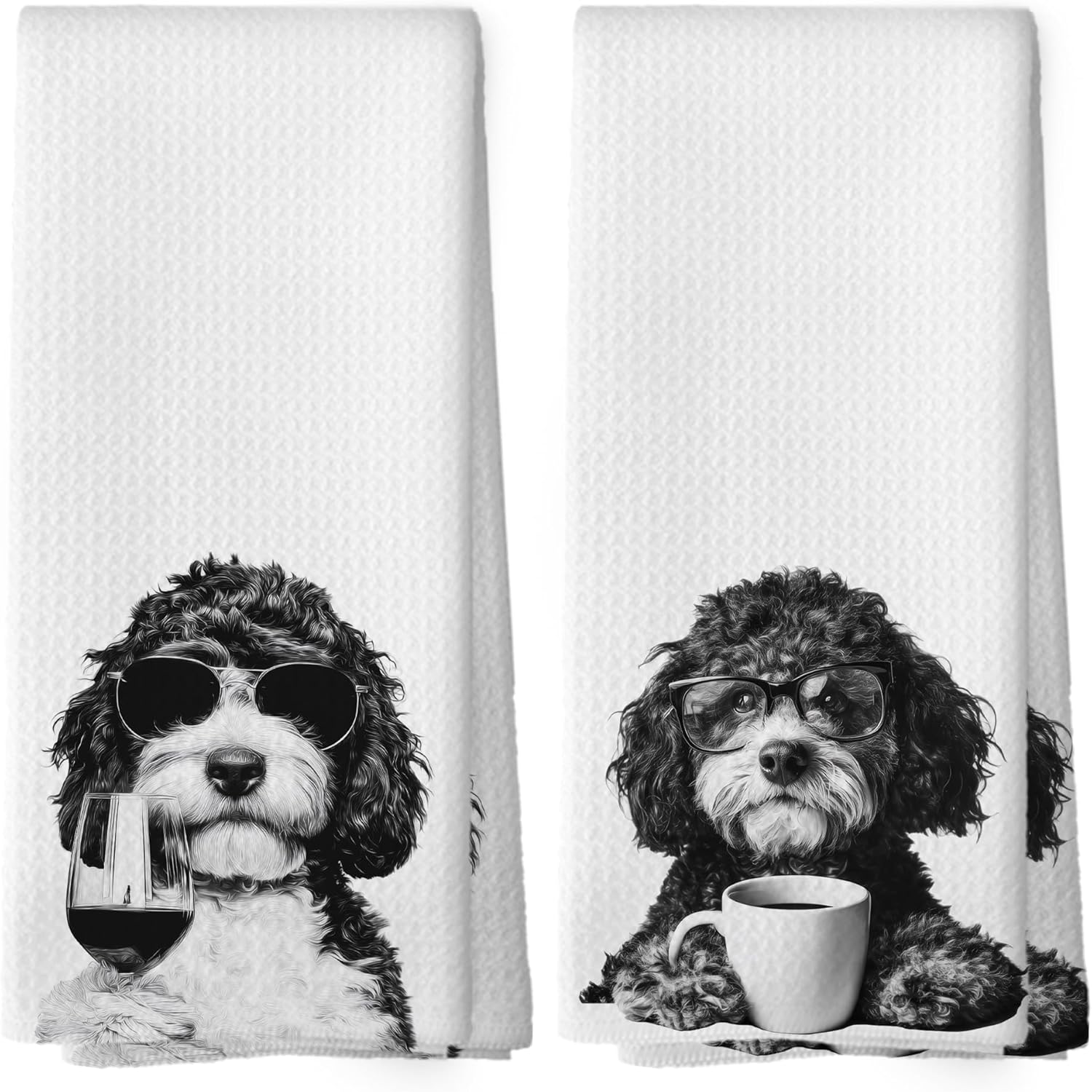Funny Bernedoodle Kitchen Towels Set of 2, Funny Dog Kitchen Accessories, Coffee Wine Station Decor, Dog Chef Gift Hand Towel, Dining Room Decorative Tea Towel Dish Towels 16x24 Inch