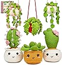 MAGIMUSE Crochet Kit for Beginners, Crochet Starter Kits, Amigurumi Craft Knitting Crocheting Kits with Step-by-Step Video Tutorials, 6 Pack Hanging Potted Plants Family(40%!Y(MISSING)arn