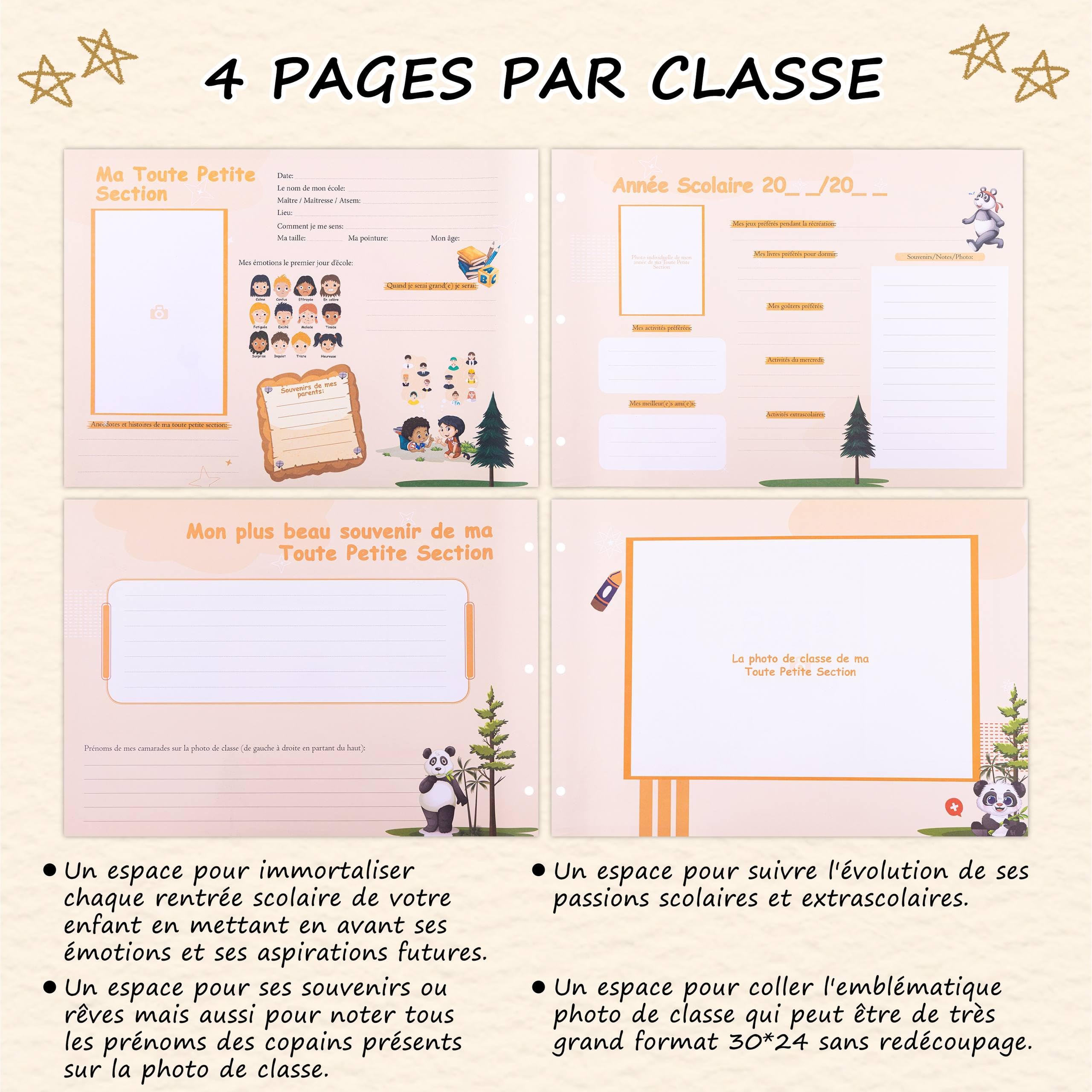 Album photos de classe PREMIUM dans sa box – Mon Album Photos de Classe de la maternelle au lycée – 98 pages – album photos scolaire enfant – stickers images et colles offerts – livre souvenir enfant