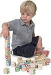 Melissa & Doug Deluxe Wooden ABC/123, 50-Piece Set of Classic Letter & Number Wooden Blocks (1” x 1”) with Storage Pouch, Sorting & Stacking Toys for Kids Ages 2+