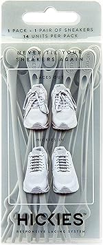 HICKIES 1.0 One Size Fits All Elastic No Tie Shoelaces - Gray (14 Laces, Works in all shoes)
