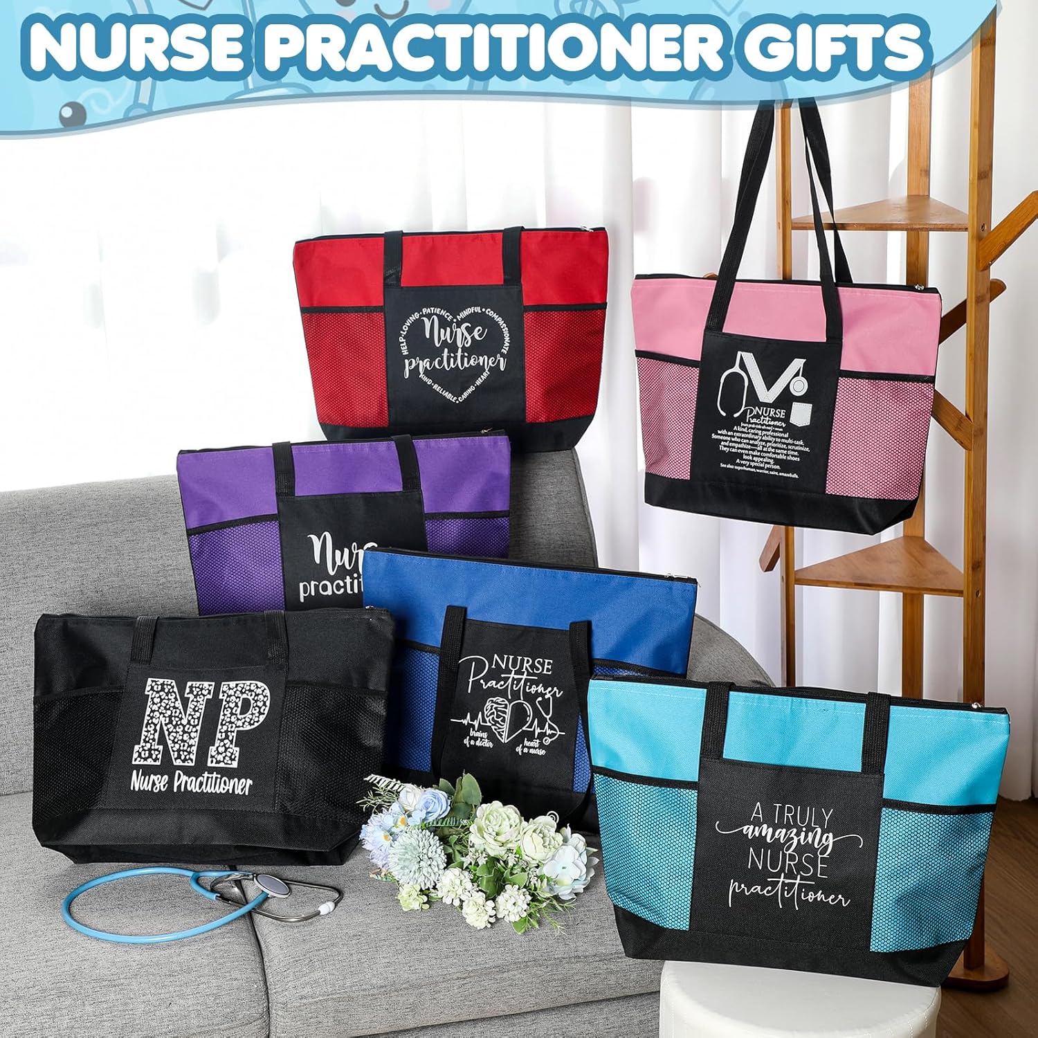 6 Pcs Thank You Tote Bags Bulk for Nurse Practitioner Gifts for Nurse Practitioner Week Women Nursing Assistant