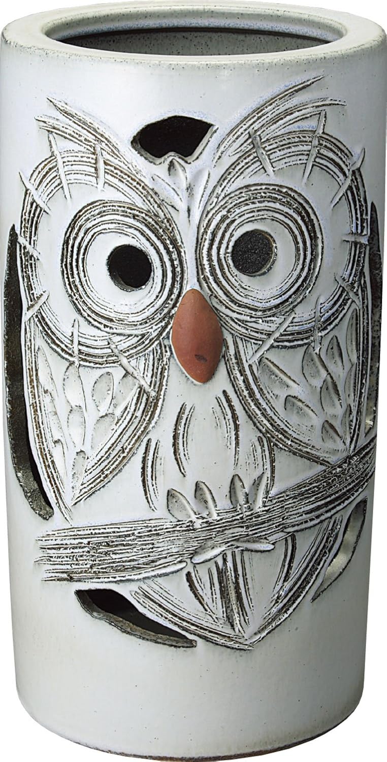 信楽焼傘立て 花絵前面彫 高さ45cm