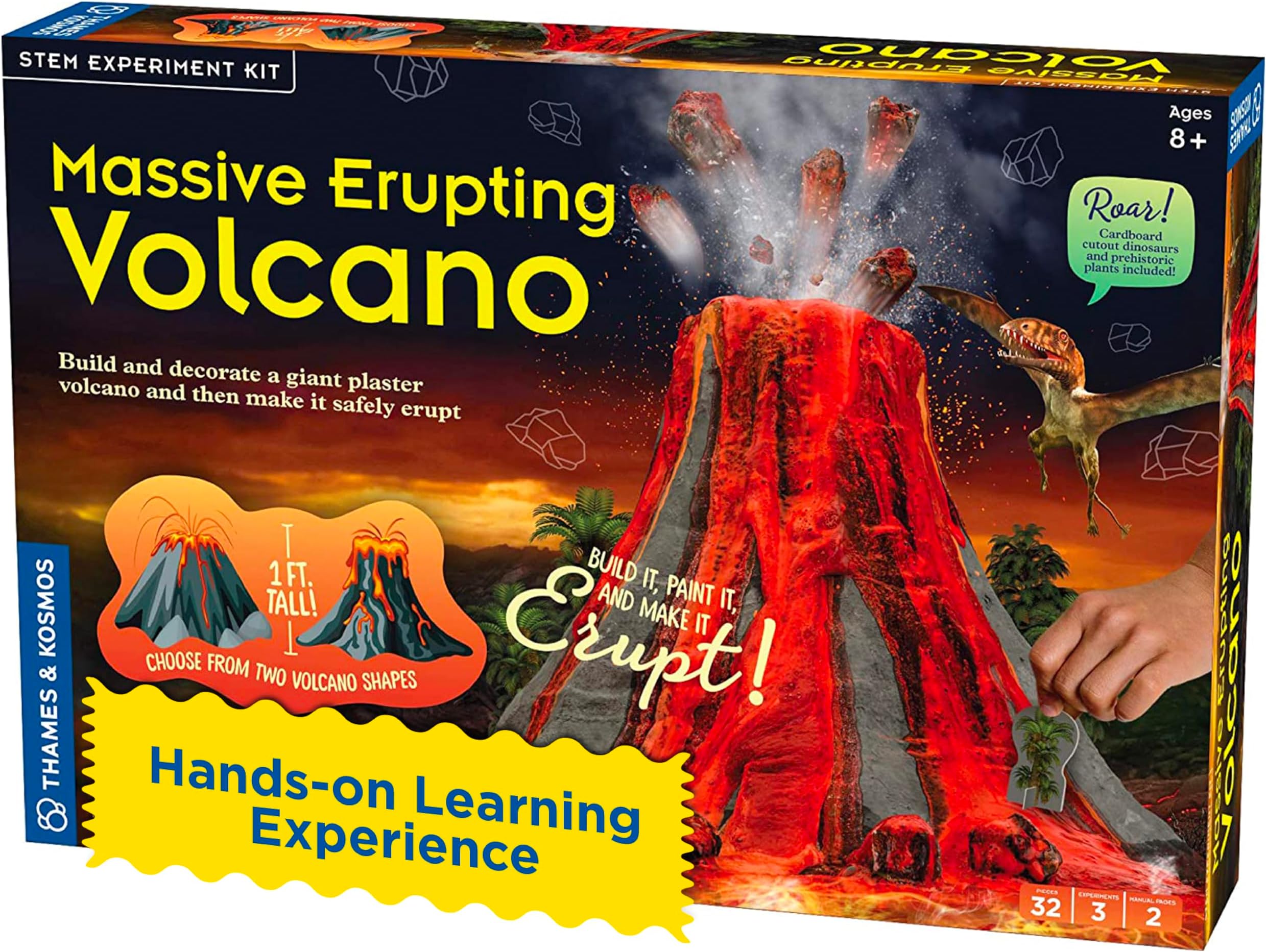Massive Erupting Volcano STEM Kit | DIY Giant Volcano Model, 1-Foot Tall | Includes Materials for Multiple Eruptions | Explore Volcanoes, Geology, Earth Science | Science Fair Project