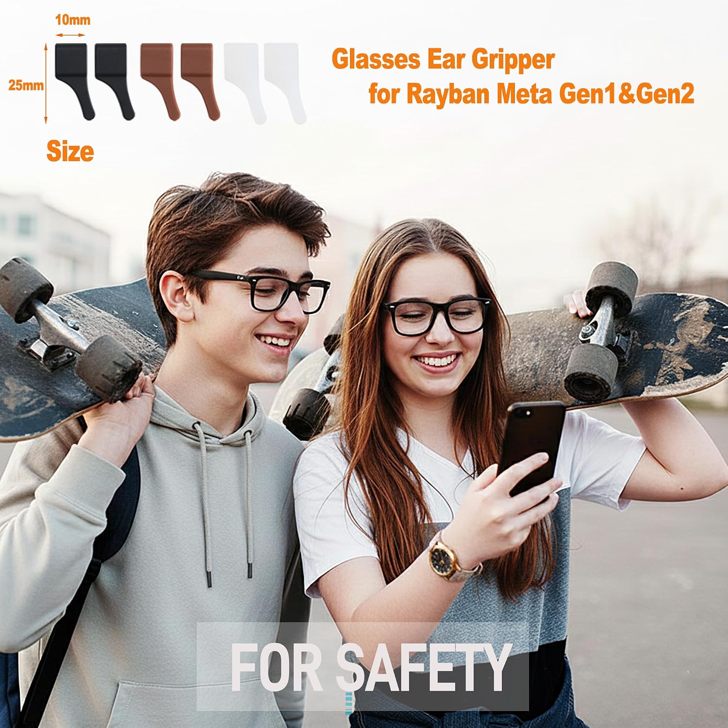 Glasses Ear Grips for Rayban Meta & Thick Temples - Anti-Slip Silicone Eye Glasses Ear Grippers, Eyeglass Grip Sleeve Retainer, Sunglass Holders Cushions Hooks, Accessories - 10 Pairs Grey image 2