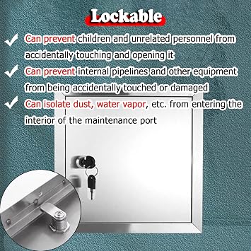 Customizable Plumbing Access Panel with Lock, Durable & Waterproof Shower Electrical Hatch, for Kitchen/Laundry Room/Bathroom(18x18/45x45cm)