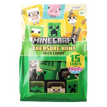 Frankford Minecraft Pre-filled Plastic Egg Easter Basket Stuffers with Fruity Chew Candy, 15 Count