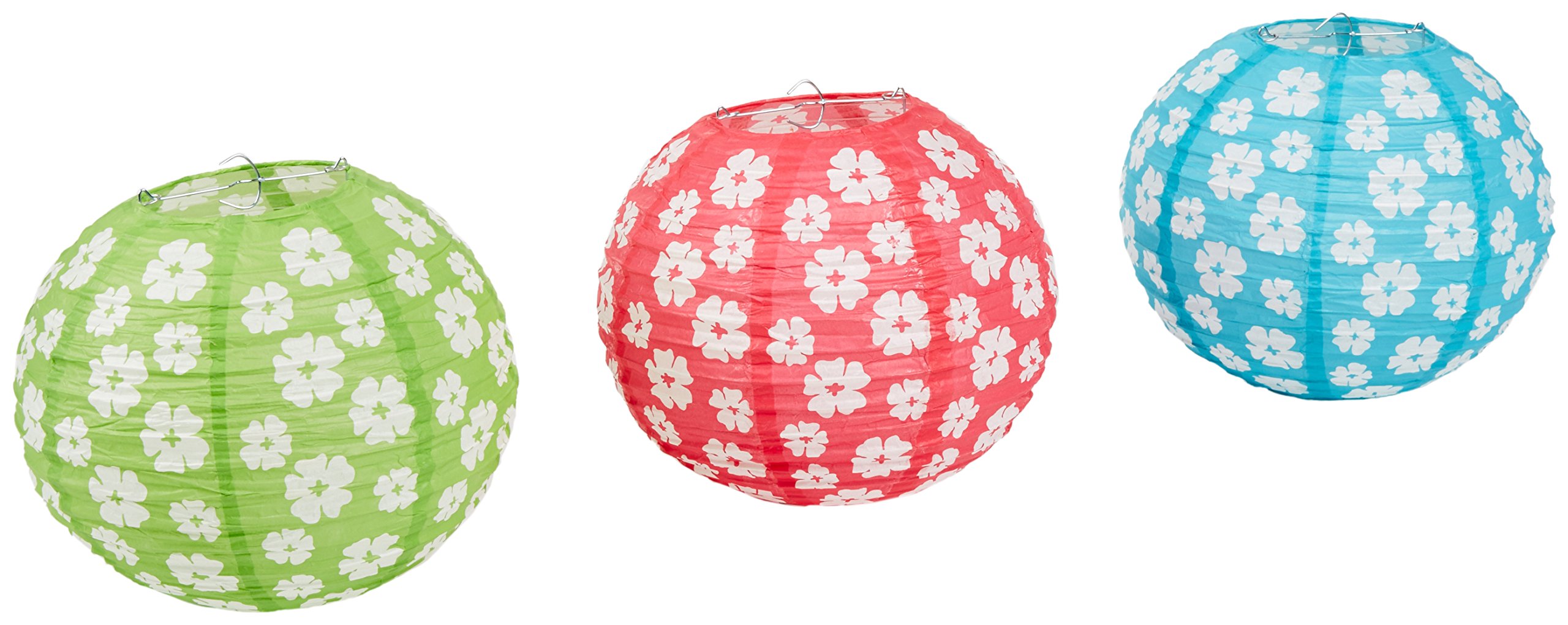 Beistle 54574 3-Pack Hibiscus Paper Lanterns, 9-1/2-Inch