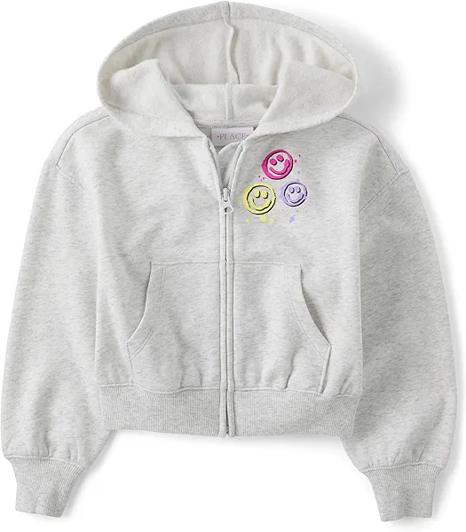 The Children's Place girls Long Sleeve Hooded Fleece Full Zip Up