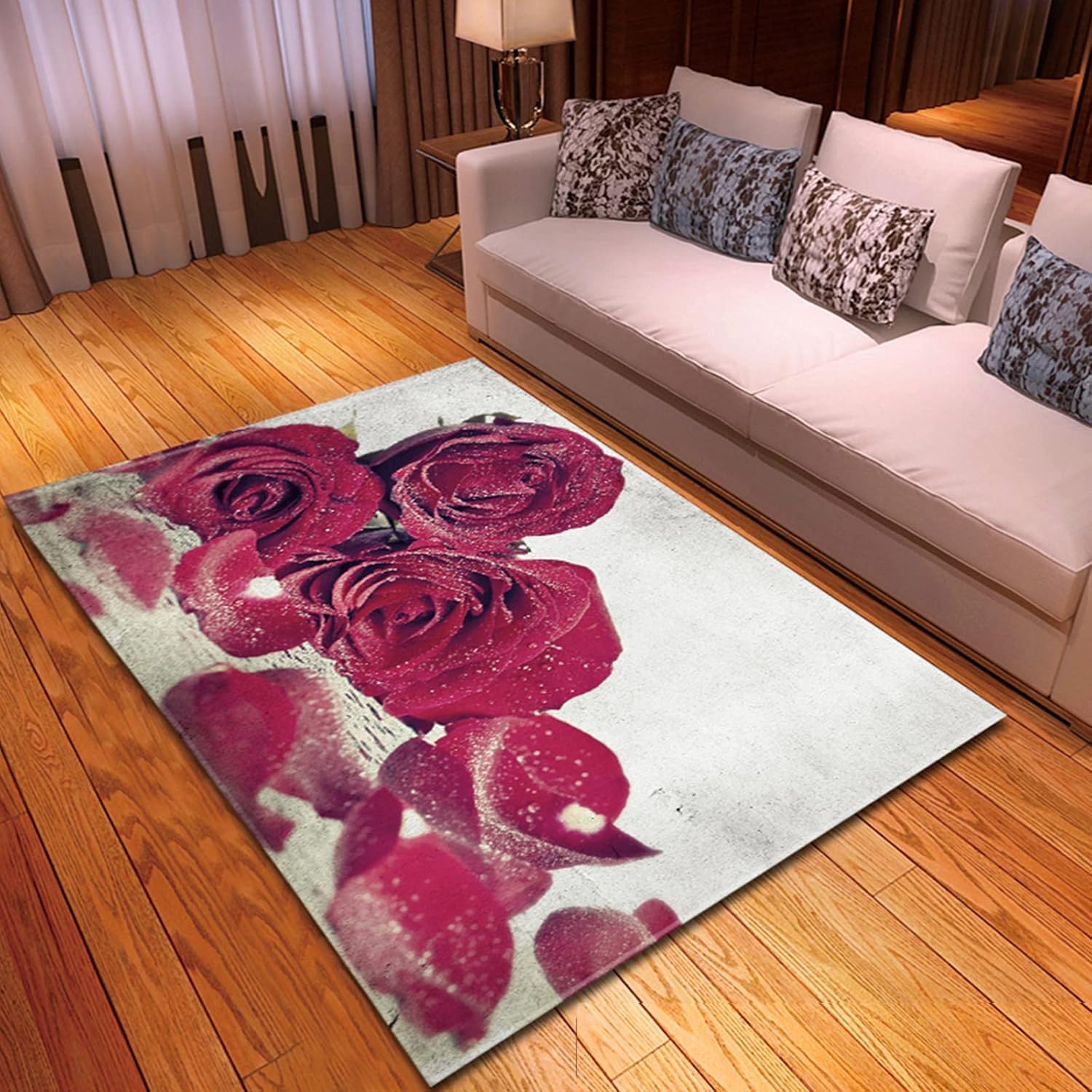 Tapis rose rouge antidérapant b-1028 fini les glissades dans le salon