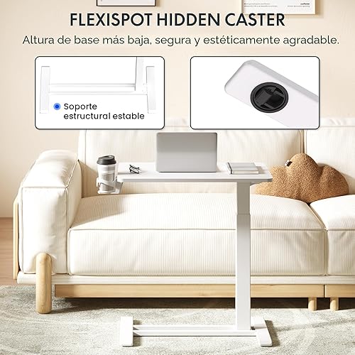 Miniatura 4 de FLEXISPOT H7 Mesa Ajustable Sobre la Cama con Ruedas Escritorio Móvil de Pie Neumático Escritorio para Laptop Carrito de Computadora Rodante Mesa