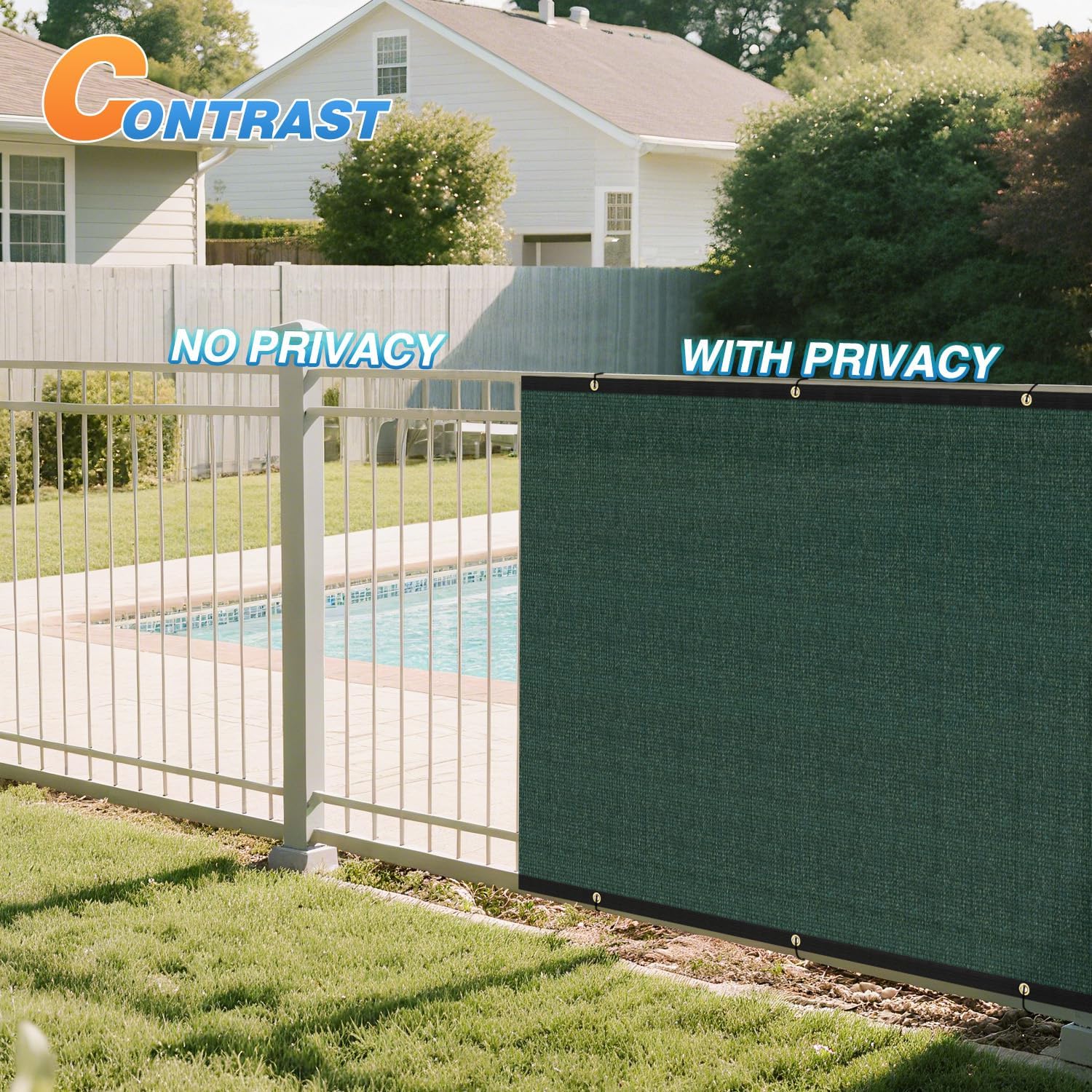 TANG Fence Privacy Screen Green 6 Feet x 25 Feet Outdoor Shade Cloth with Grommets, 150 GSM Temporary Fence Cover with Zipties Mesh Netting Fences Blockage for Backyard Garden Patio Chain Link