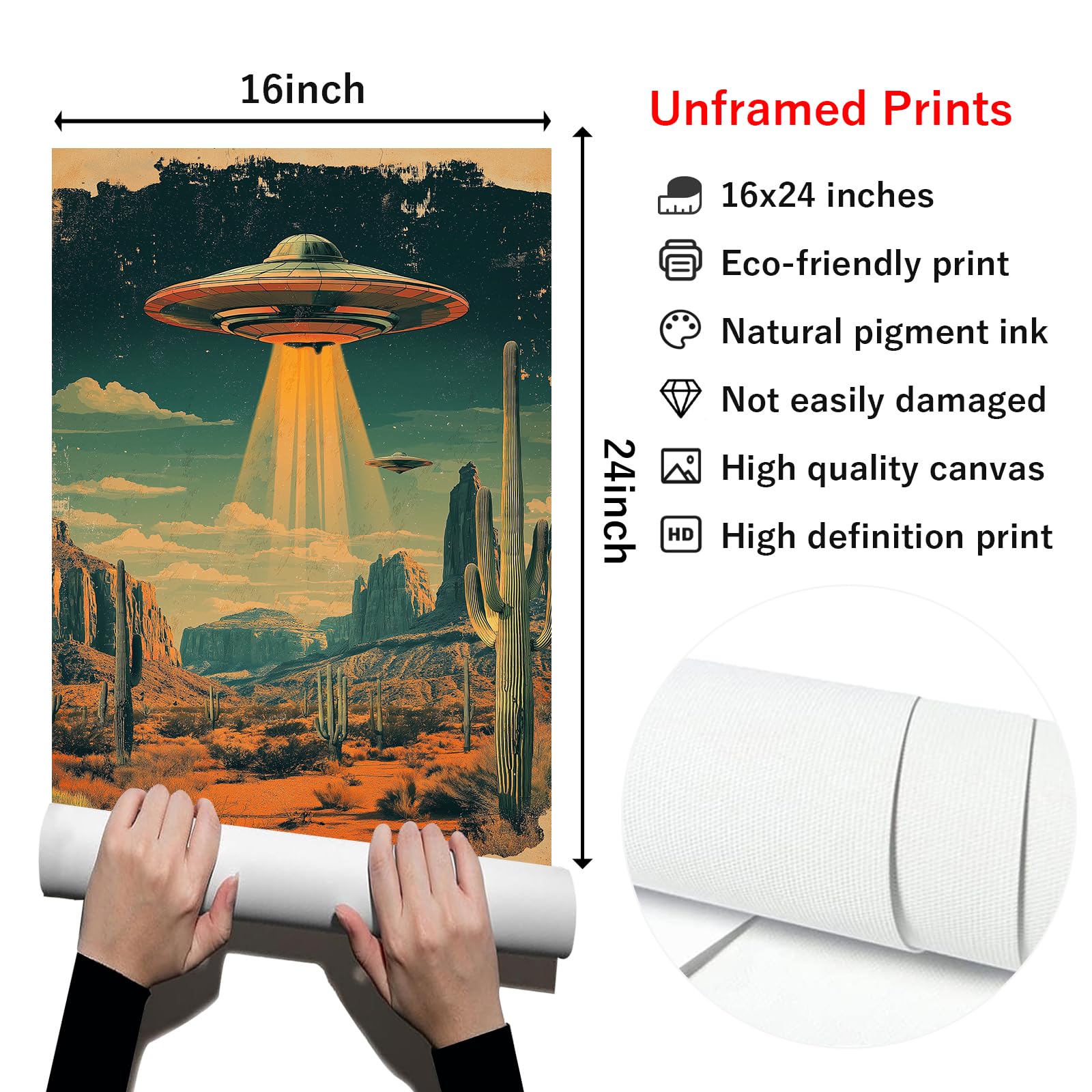 Amazon.com: Tevenuktla Retro 70's Desert Ufo Wall Art Alien Art