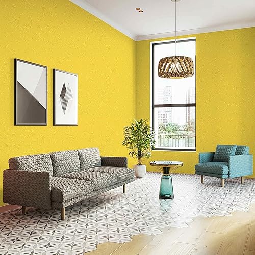 Miniatura 319 de Abyssaly - Papel tapiz amarillo para despegar y pegar, extraíble, para dormitorio de niñas, autoadhesivo, textura de seda en relieve, papel adhesivo