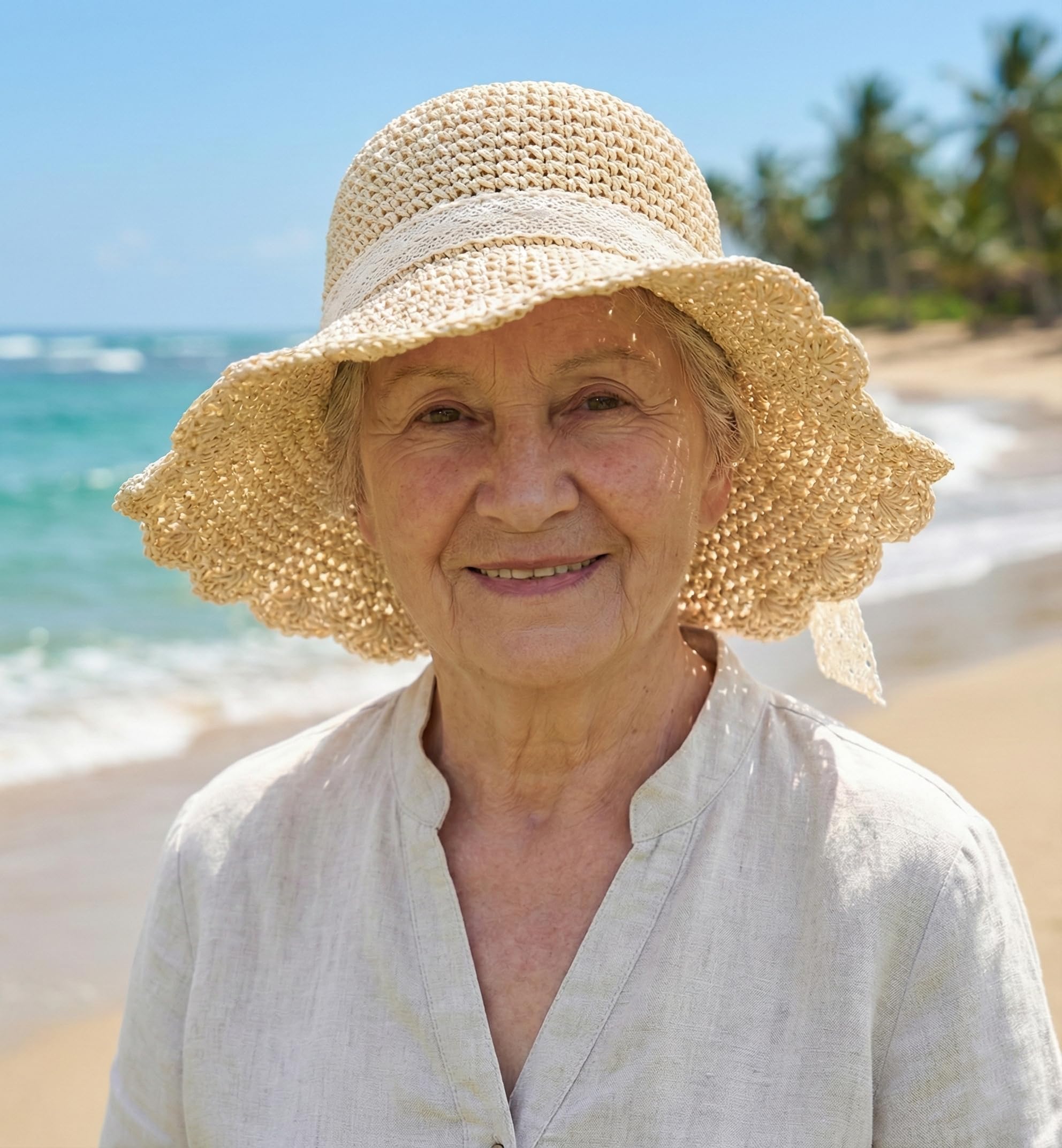 Chapeau De Plage Femme UPF 50+ – Paille Tressée Pliée Avec Ruban, Bord Large 10 Cm – Protection Solaire & Style Estival