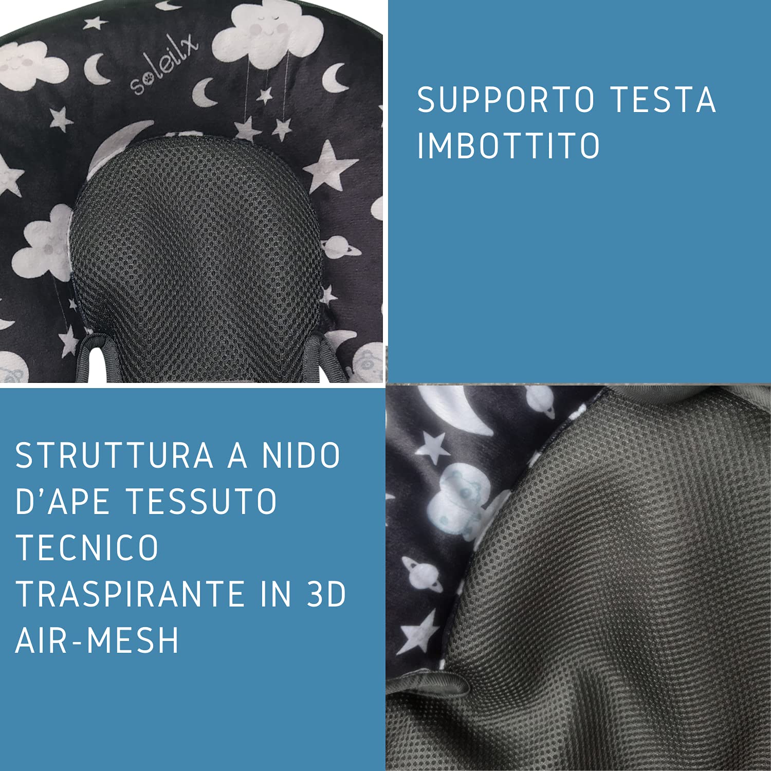 Riduttore Passeggino Universale Design con Panda nello Spazio ideale come Riduttore Culla o per Ovetto Neonato adatto per Cuscino Seggiolino Auto Traspirante Antisudore Estate Inverno
