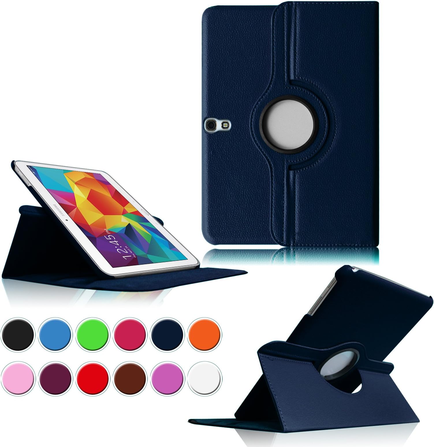 Intellishop Online (NAVY) 360 Rotating Leather Stand Case Magnetic Wake/Sleep Cover for Samsung Galaxy Tab S 10.5 SM-T800 10.5-Inch Tablet
