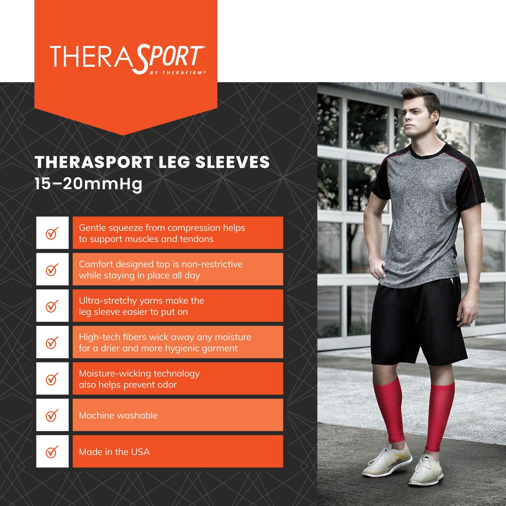 THERASPORT Bein-Ärmel für leichte Kompression, 15-20 mmHg, Unisex-Erwachsene, weiß, X-Large
