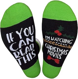 Funny Socks, If You Can Read This I'M Watching Christmas Movies, Funny Novelty Cotton Socks for Women & Men