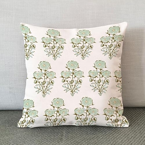 Miniatura 2 de Fundas de almohada estilo chinoiserie floral de primavera verde menta de 22 x 22 pulgadas, funda de cojín asiática Eurosham Accent Toss decoración