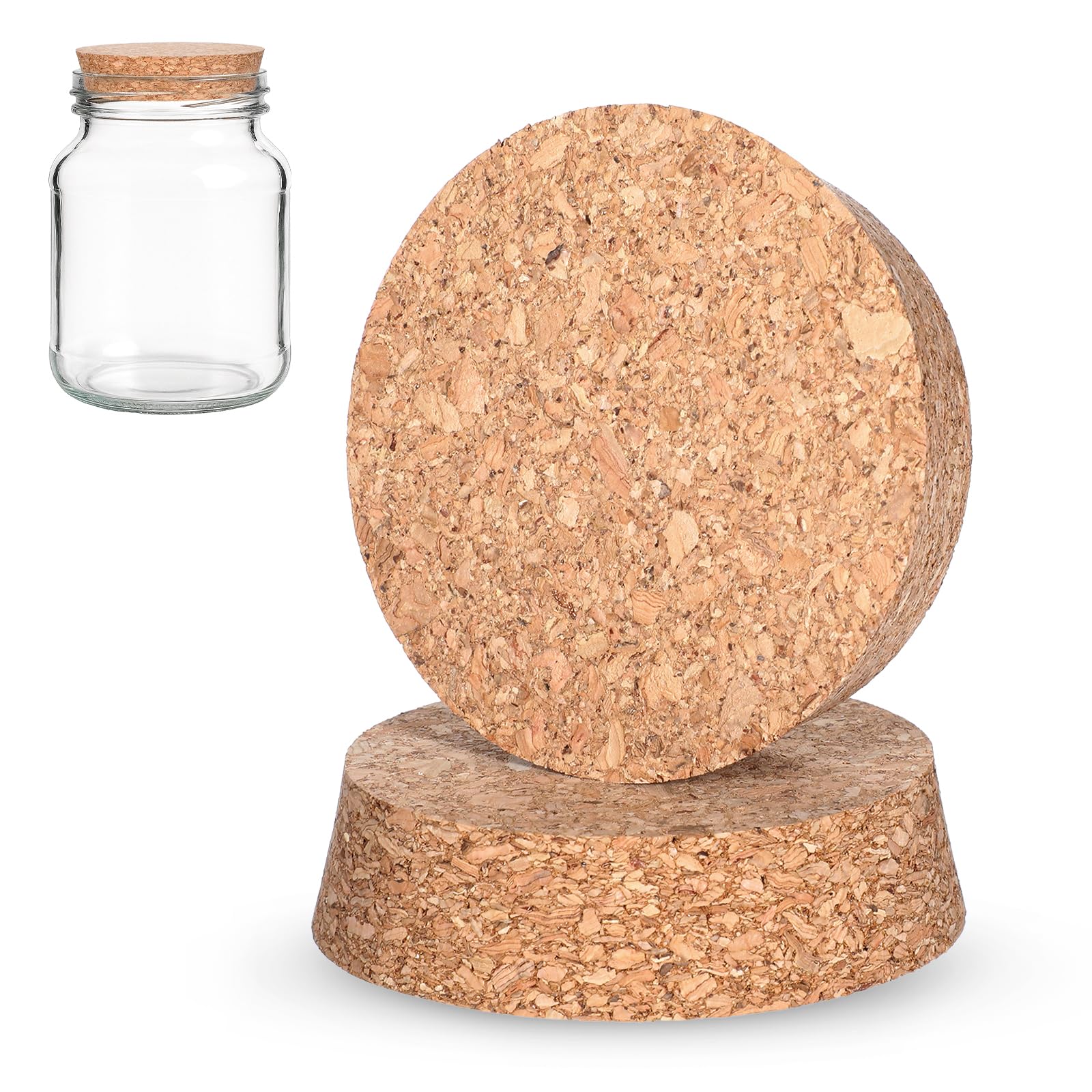 2Pcs Cork Bottle Stoppers, 3 x 2.76 x 0.78 Inch Tapered Cork Lids Soft Wood Replacement Corks Plugs for Jars, Glass Bottles, Arts, DIY Crafts