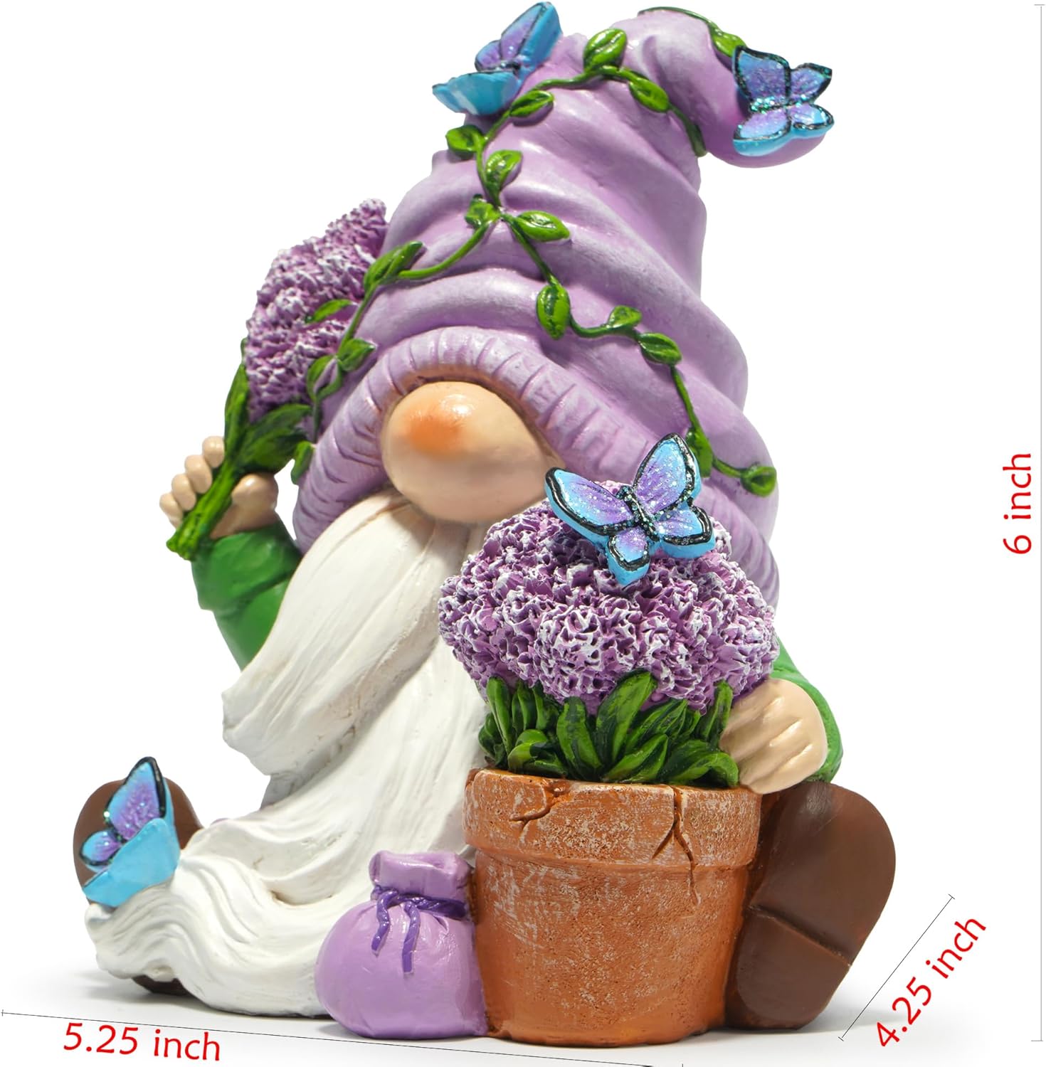 Hodao Spring Lavender Gnomes Decoration Lavender Elf Figurine Decor Spring Gnomes for Home, Porch, Garden Table Decor Warm Gifts for Mom, Grandma - Image 7