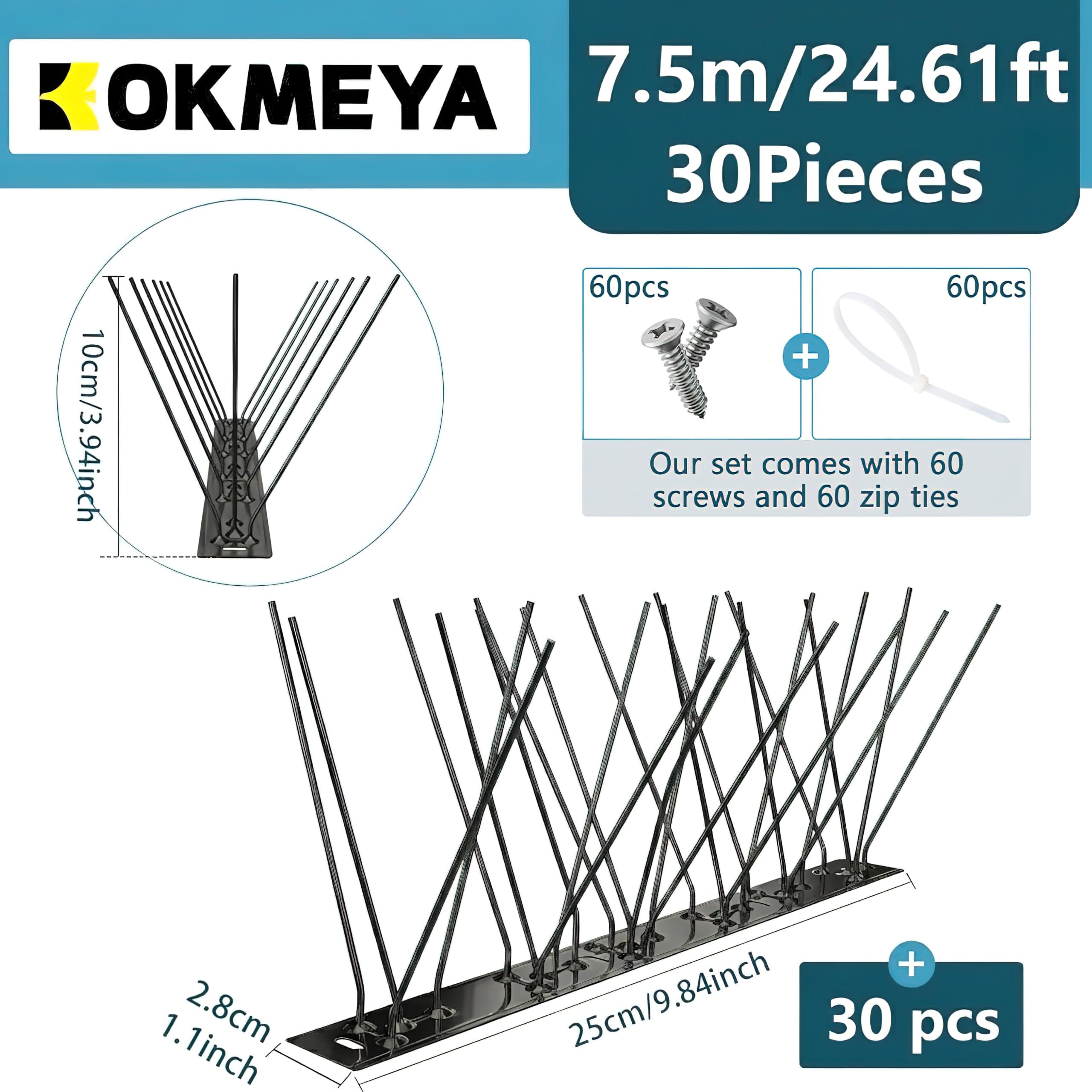 Edelstahl Taubenabwehr Spikes 3 Meter, Vormontiert Taubenabwehr Spikes Balkon, Effektiver Edelstahl Vogelschreck für Dach, Balkon, Fenster (schwarz, 12 Stück)