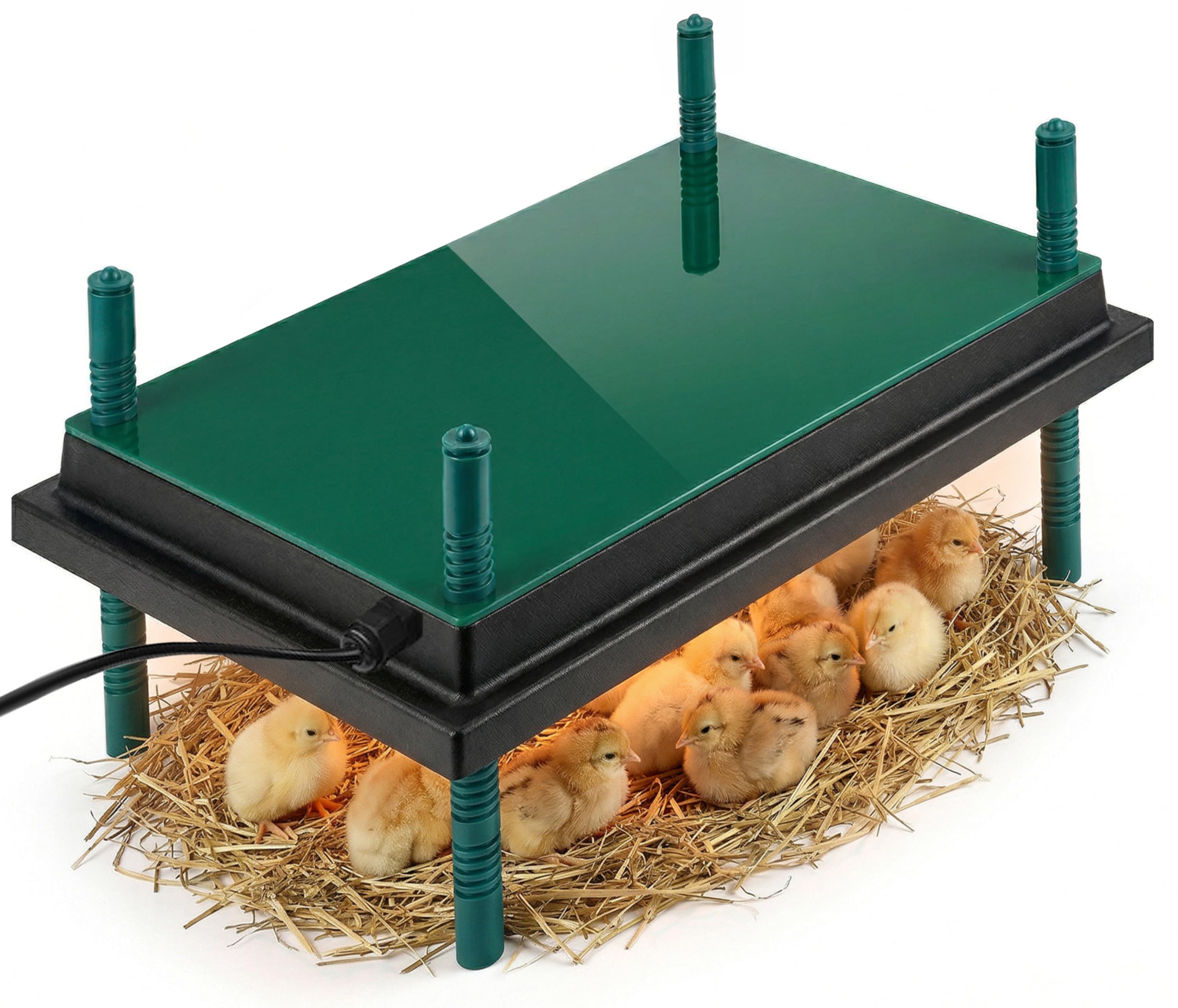 Dural’s® Küken-Wärmeplatte 30x40cm (-80% Energie) mit Abdeckung - 30W Aufzuchtplatte (25-30 Küken) - Höhenverstellbar 20cm - Sanfte Anti-Stress-Wärme + E-Book