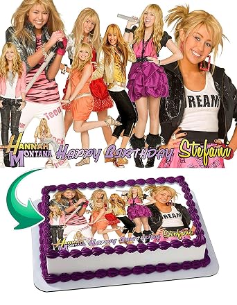 Cakecery Hannah Montana Edible Cake Image Topper Personalized Birthday Cake Banner 1/4 Sheet