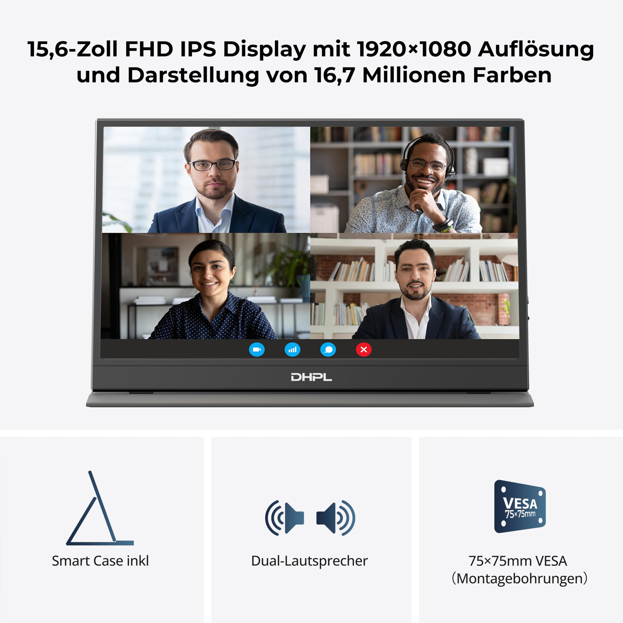 15,6 Zoll Portable Monitor/Tragbarer Monitor, IPS FHD 1080P 60Hz